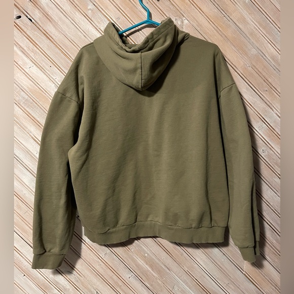 Native Youth olive green mismatched cut off hoodie sweater pullover comfy XL - Picture 7 of 7